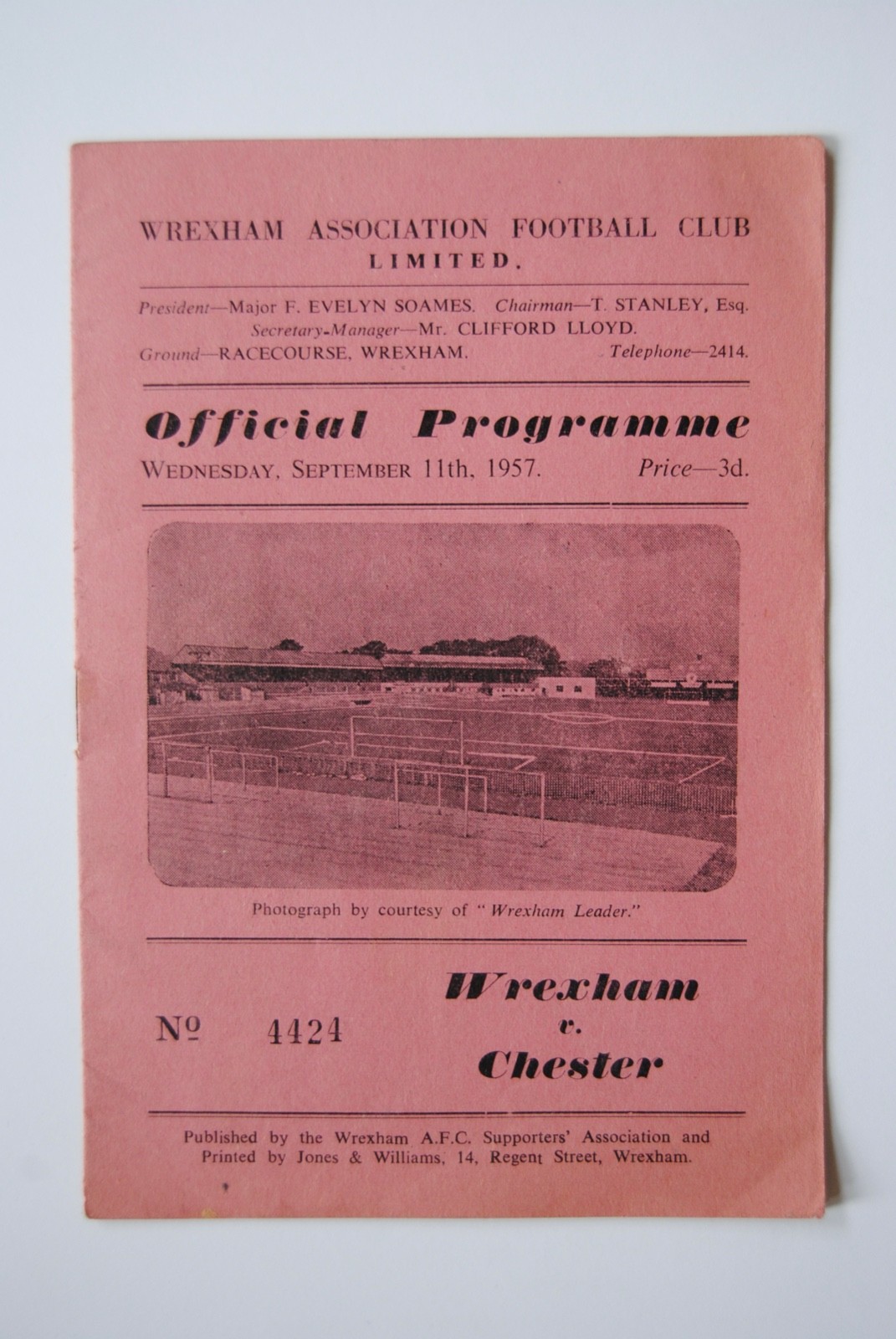 1957-58 Wrexham v Chester Football Programme 11 September 1957 for sale on Ebay