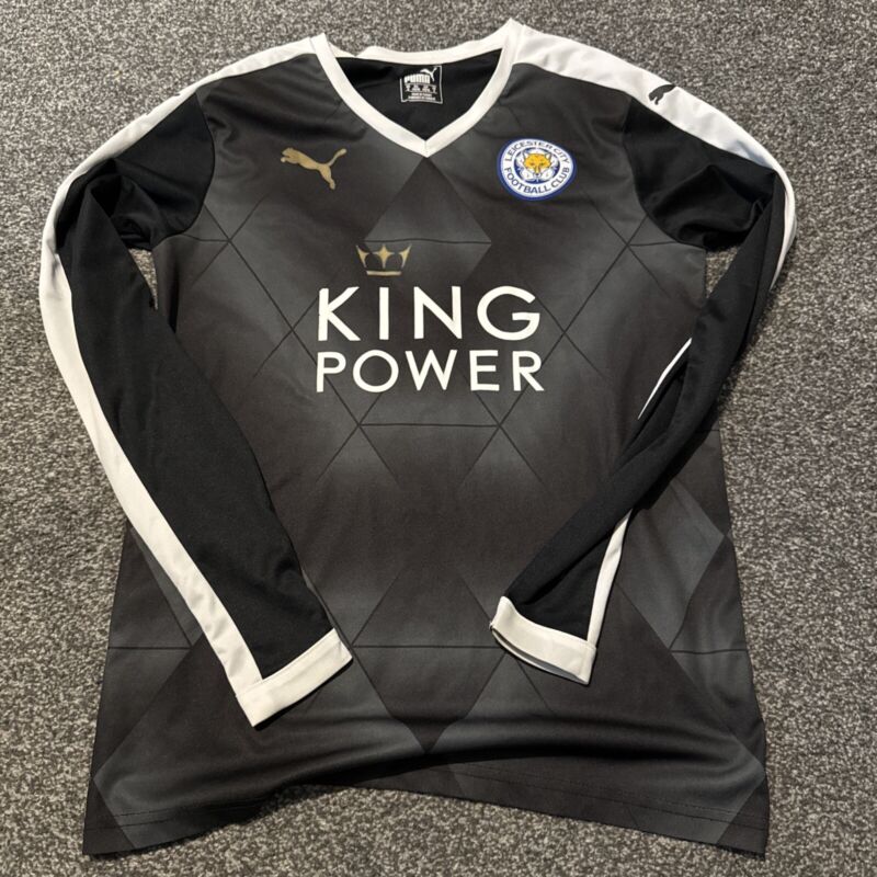 Genuine 2015/16 Leicester City Rare L/s Vardy Away Shirt Size Small Prem Winners for sale on Ebay