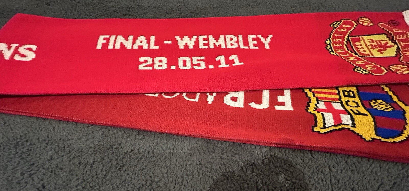 Manchester United v fc Barcelona 2011 Champions League Final Scarf  for sale on Ebay