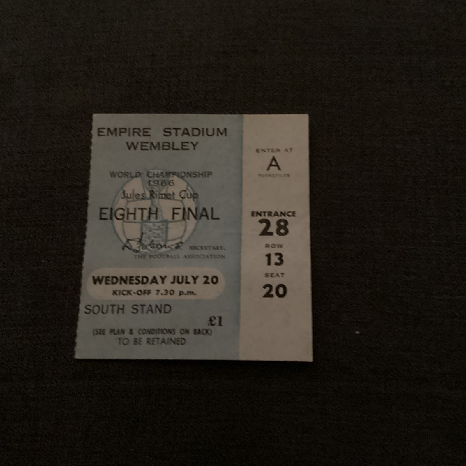 1966 England v France. World Cup last 16 match ticket. for sale on Ebay