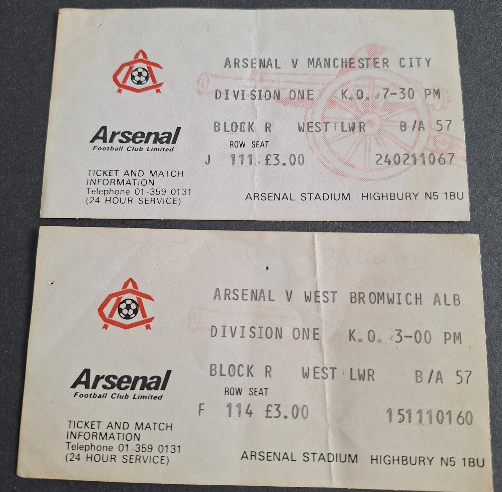 Arsenal versus West Bromwich Albion And Manchester City 1980/81 Season for sale on Ebay