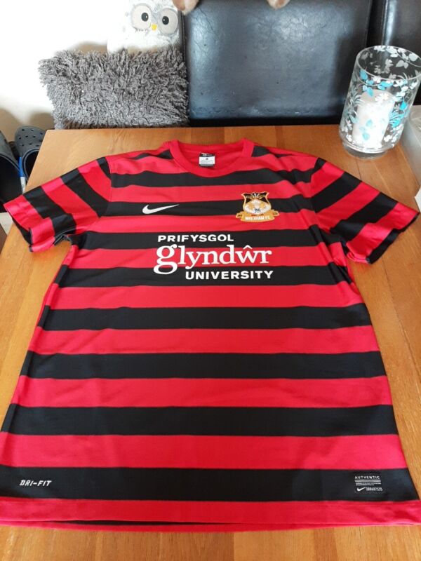 WREXHAM A.F.C 150TH ANNIVERSARY RED & BLACK STRIPED SHIRT SIZE LARGE NWOT for sale on Ebay