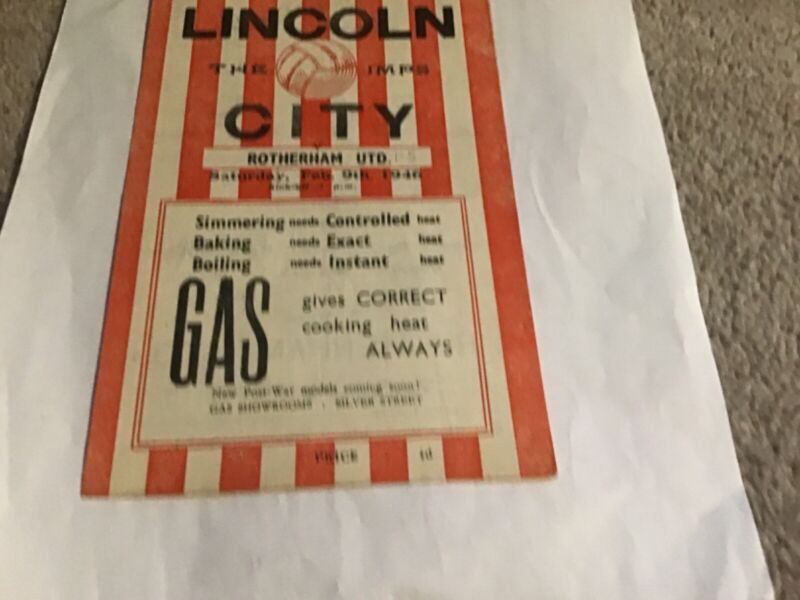 Lincoln City v Rotherham United Football Programme 9/2/1946. for sale on Ebay