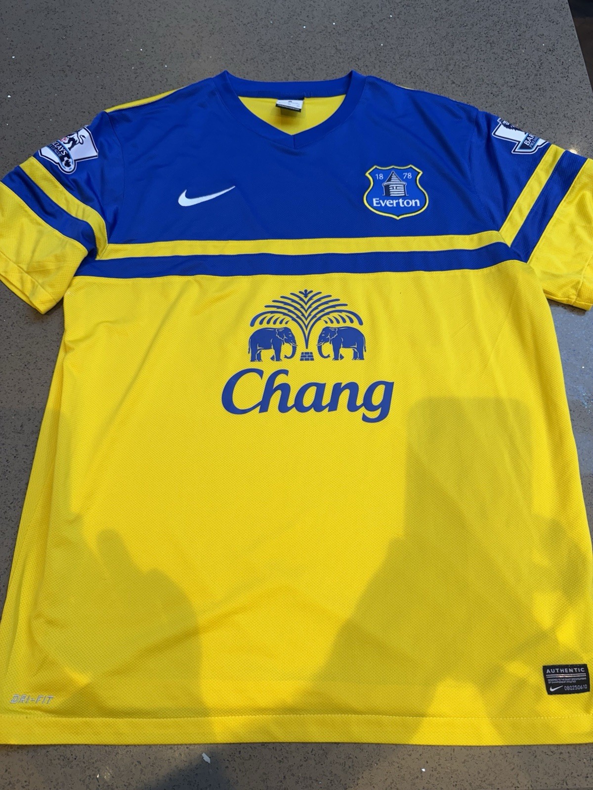 Phil Jagielka Signed Everton Away Shirt 2013-2014 Size XL for sale on Ebay