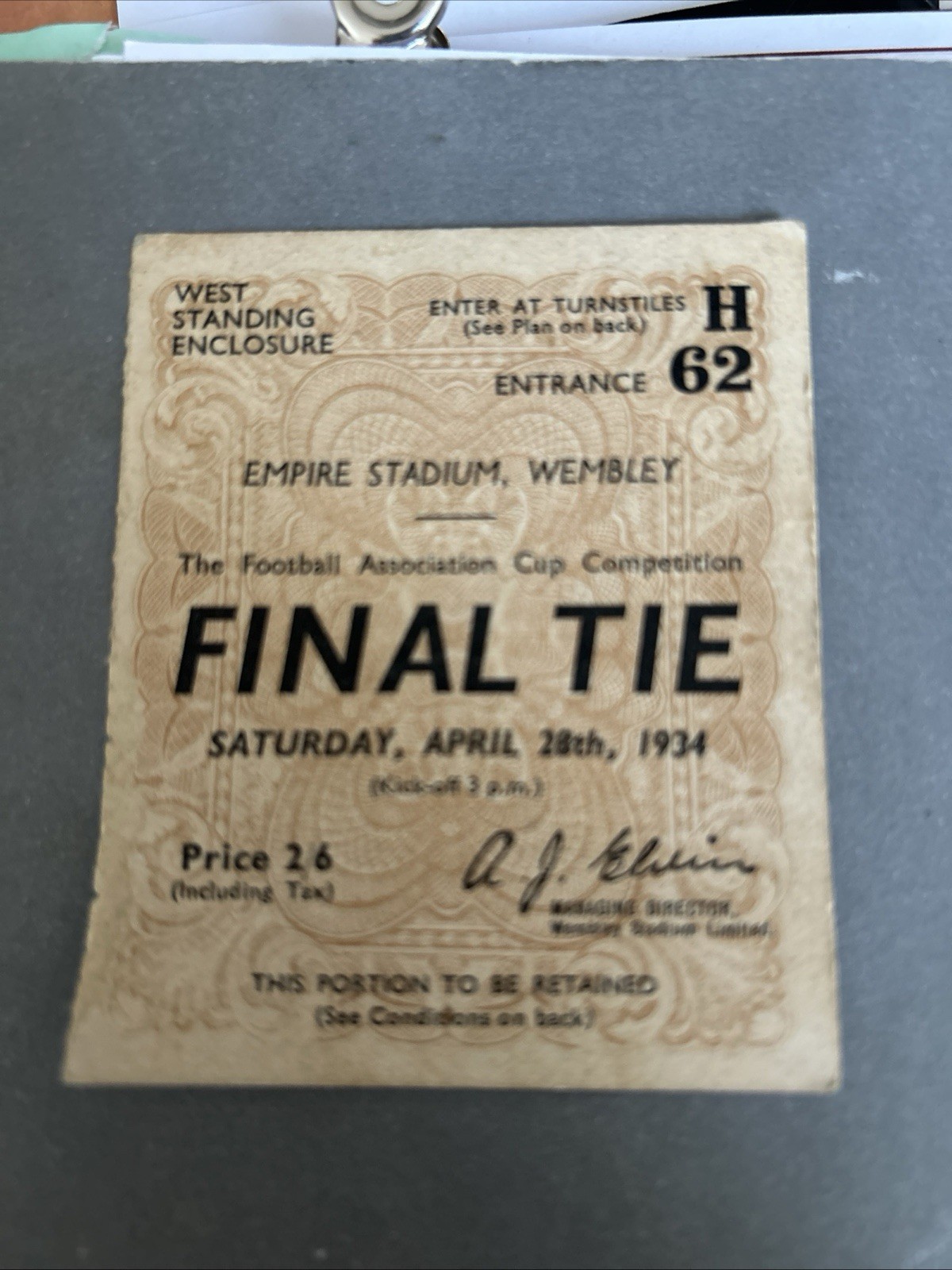 Man city V Portsmouth FA cup ticket for sale on Ebay