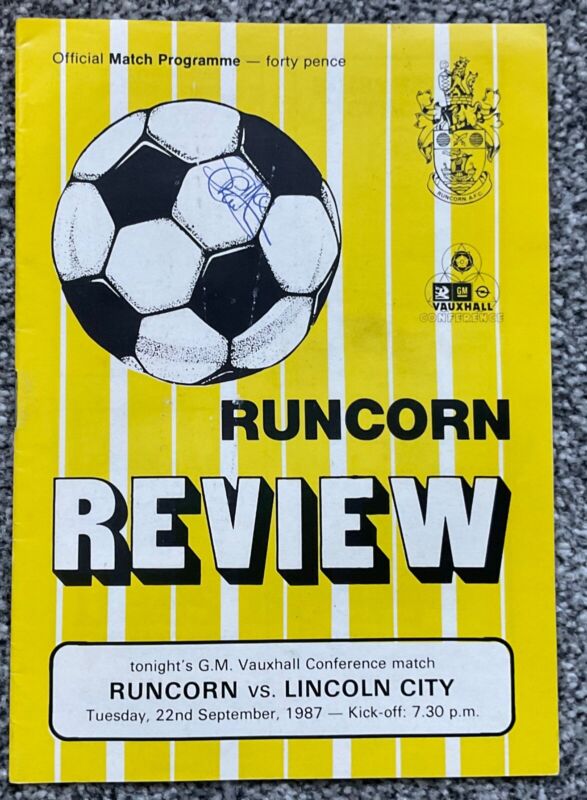 Runcorn v Lincoln City 1987 (Vauxhall Conference) - signed for sale on Ebay