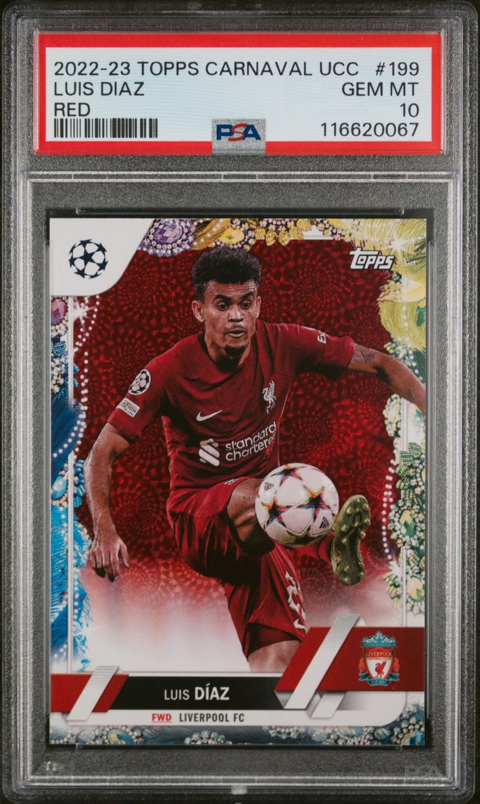 2022 TOPPS CARNAVAL UCC | RED LUIS DIAZ Liverpool FC Bayern Munich /5 PSA 10 for sale on Ebay
