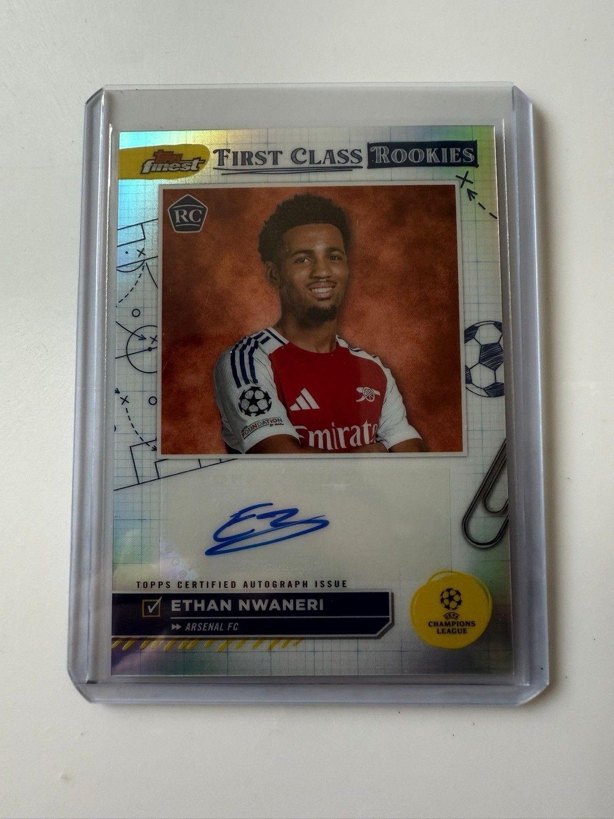 🔥Ethan Nwaneri RC Auto 24/25 ToppsFinest Arsenal UCL Rookie🚨Rookie Autograph! for sale on Ebay