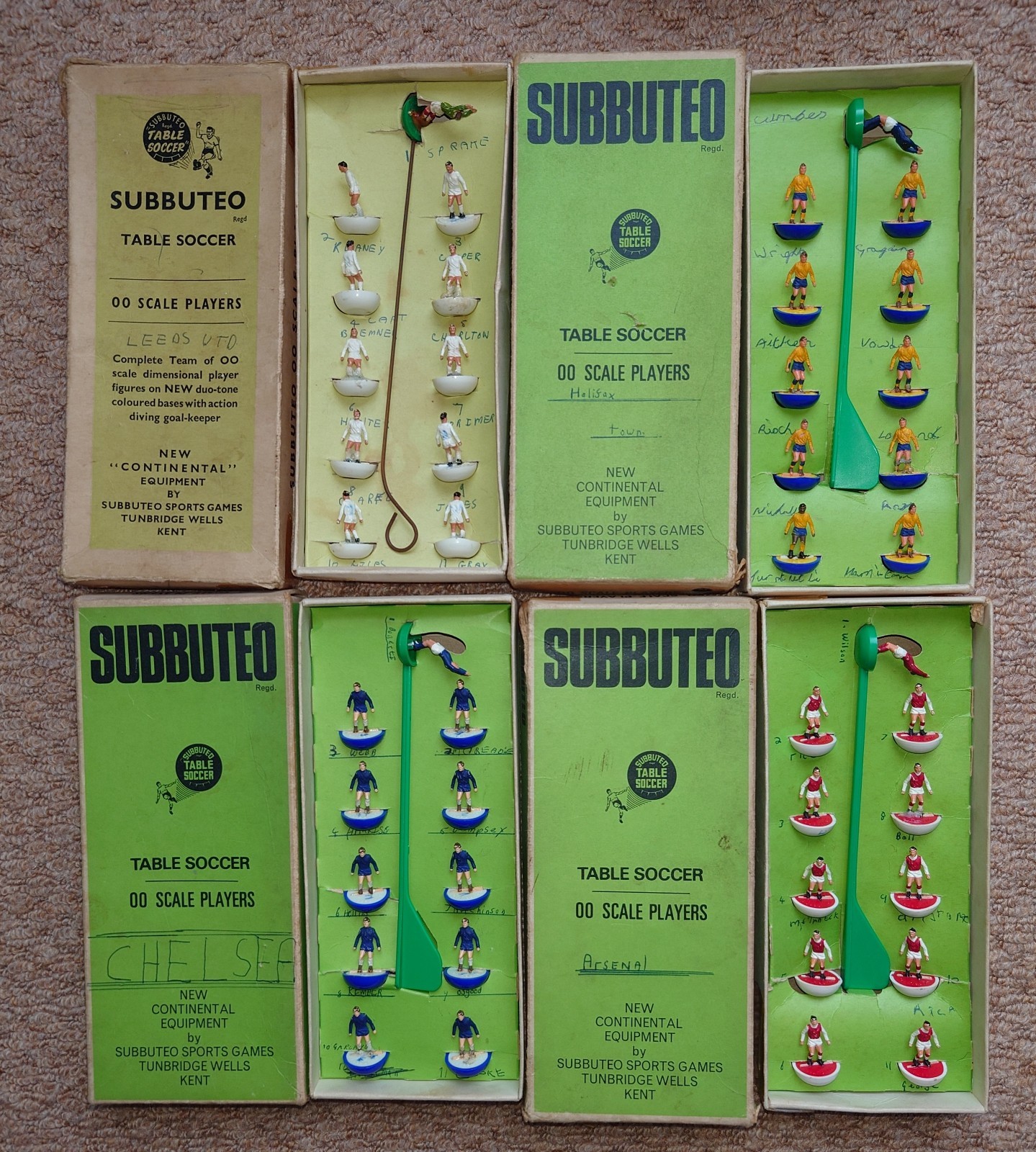 Subbuteo heavyweight 8 tea bundle. Arsenal, Chelsea, Leeds, Sweden, Villa +more for sale on Ebay