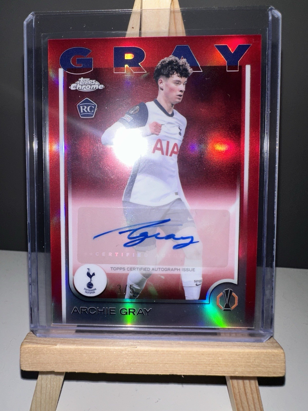 2024-2025 Topps Chrome UEFA Archie Gray Rookie 3/5 Red Auto Tottenham Hotspur for sale on Ebay