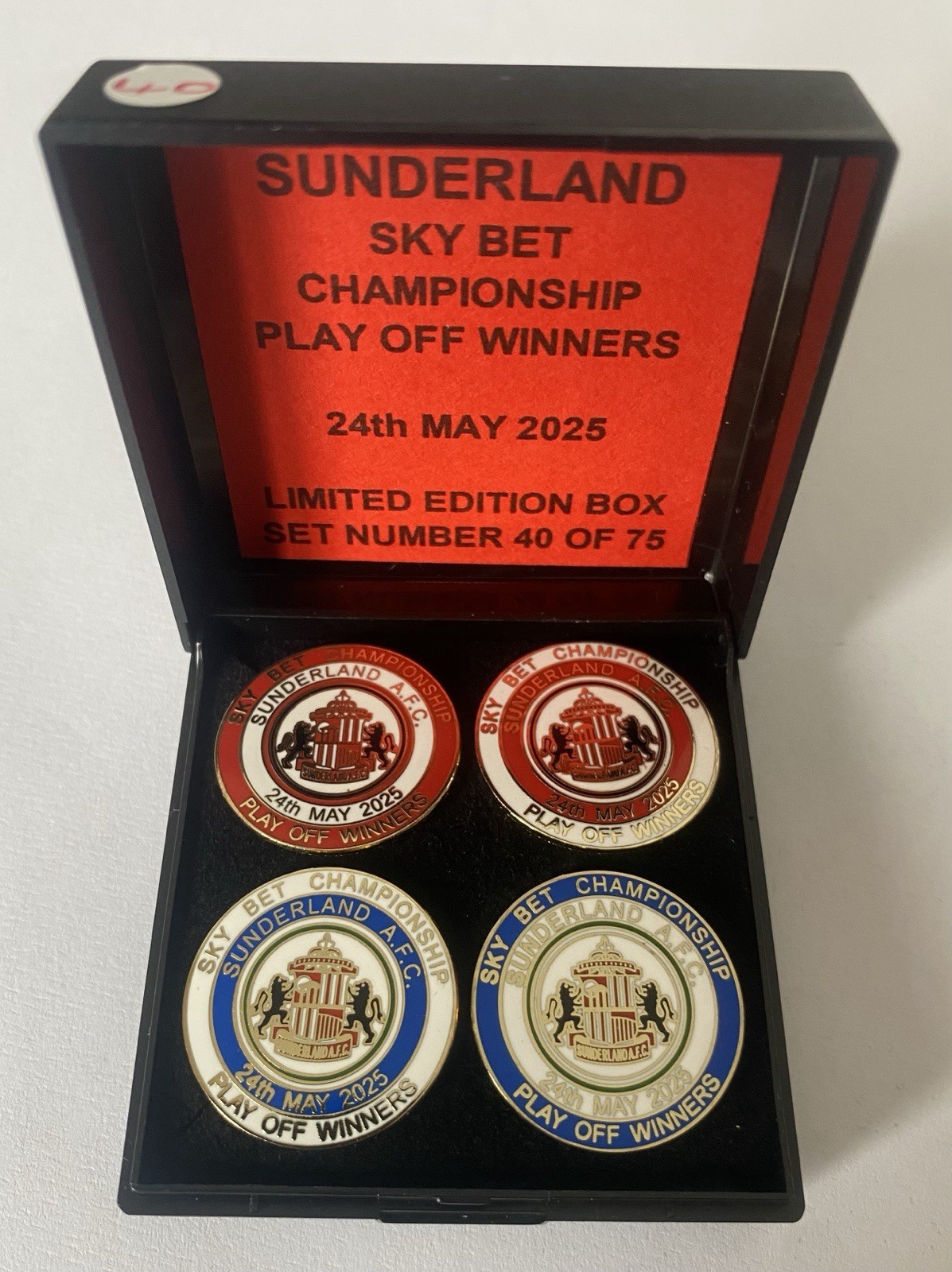 SUNDERLAND Football Club FC Badge AFC LTD ED PROMOTION PLAY OFF WINNERS Box Set for sale on Ebay