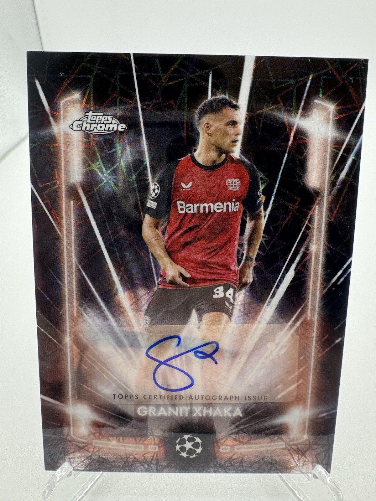 GRANIT XHAKA AUTO BLACK LAZER! Topps Chrome UCC Bayer Leverkusen Sunderland 2025 for sale on Ebay