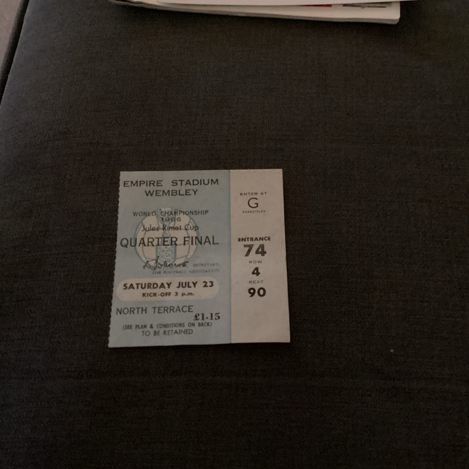 1966 England v Argentina. World Cup quarter final match ticket. for sale on Ebay