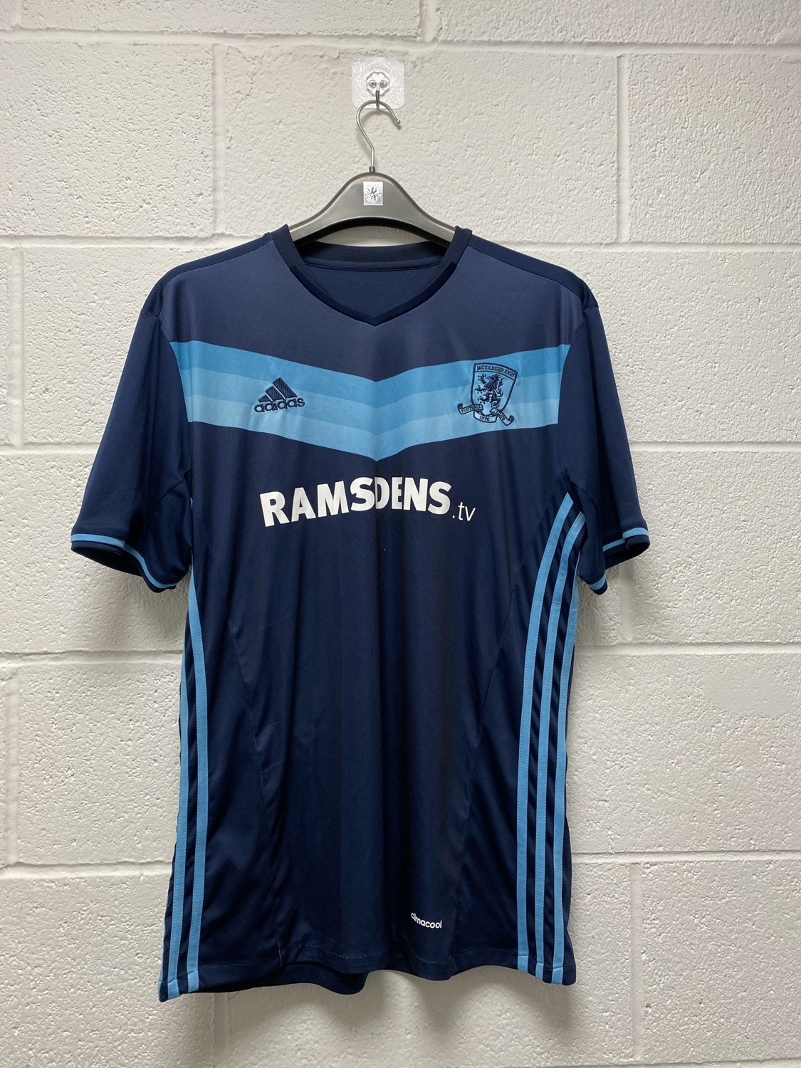 Middlesbrough FC 2015-16 Away Shirt Adidas Climachool L Navy Blue Inner Label for sale on Ebay