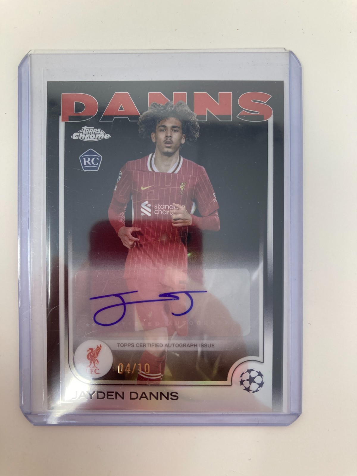 TOPPS CHROME 24/25 JAYDEN DANNS LIVERPOOL AUTO 4/10.. for sale on Ebay