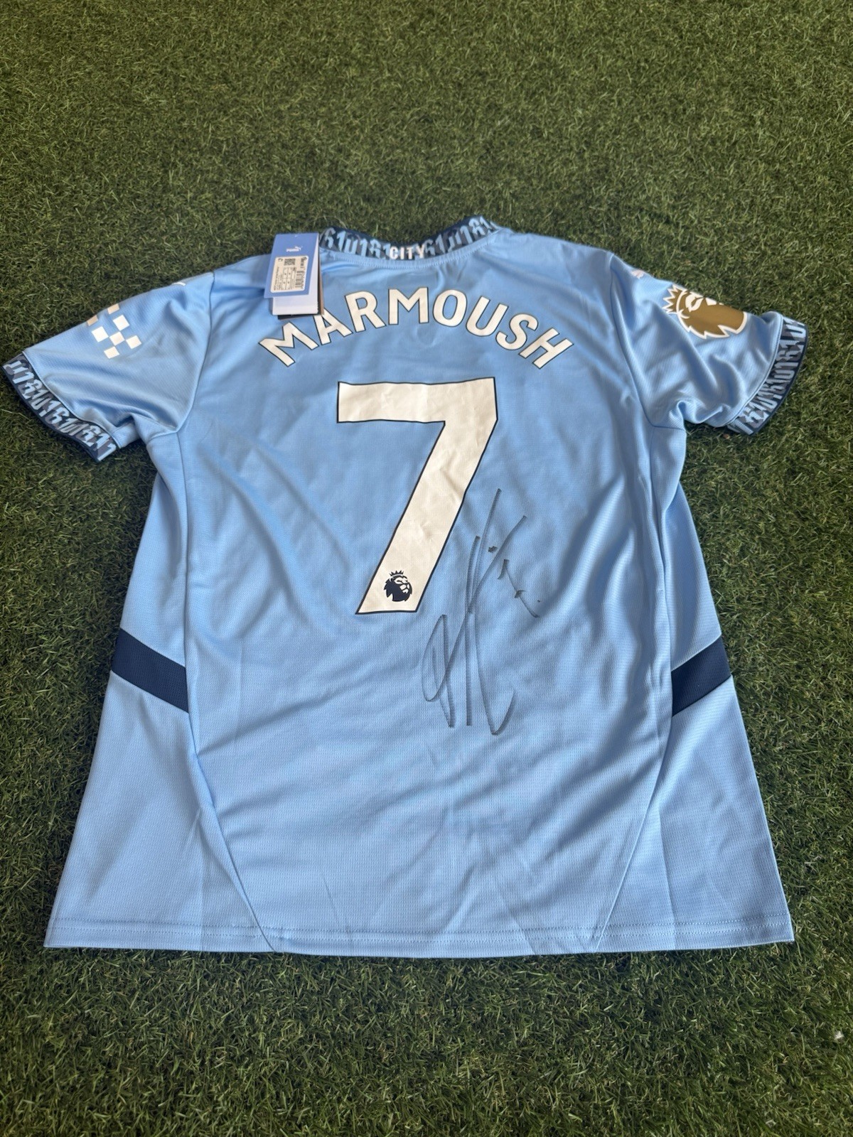 Omar Marmoush Hand Signed Manchester City shirt BNWT + Club Coa Erling Haaland for sale on Ebay