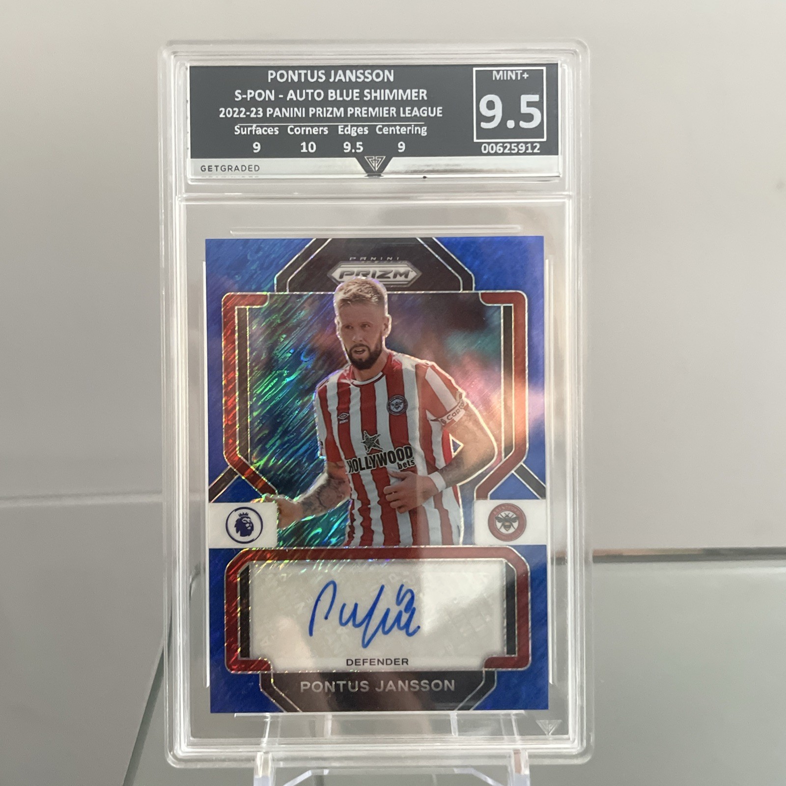 Panini Prizm PL 2022-23 Pontus Jansson Blue Shimmer Auto (S-PON) Brentford Mint+ for sale on Ebay