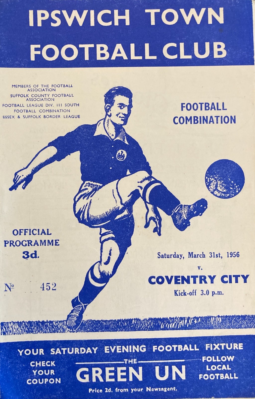 Ipswich Town v Coventry City Football Combination 1955/56 for sale on Ebay