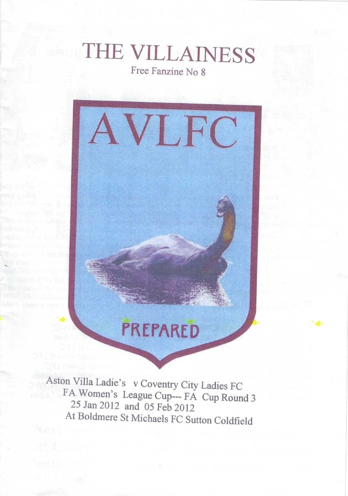 Aston Villa Ladies v Coventry City Ladies - 2011-12 (WFA Cup) for sale on Ebay