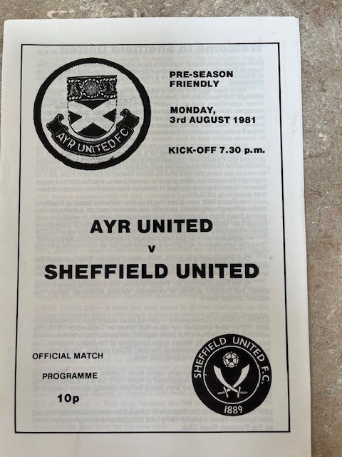 Ayr United v Sheffield United friendly - 03.08.1981 - VGC for sale on Ebay