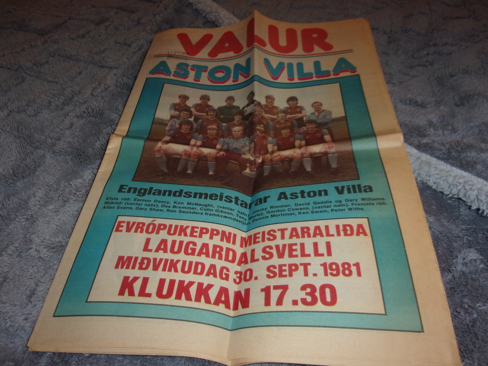 VALUR V ASTON VILLA EUROPEAN CUP PROGRAMME/NEWSPAPER 1981 for sale on Ebay
