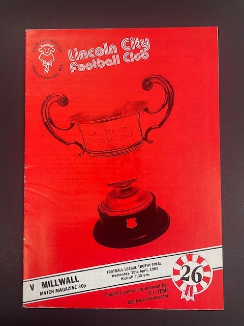 1982/83 LINCOLN CITY V MILLWALL 20-04-1983 FOOTBALL LEAGUE TROPHY FINAL for sale on Ebay