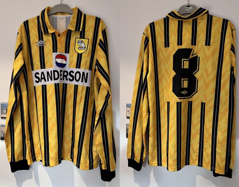 Sheffield Wednesday long sleeve 1993 League Cup Semi Final Waddle #8 Away Shirt for sale on Ebay