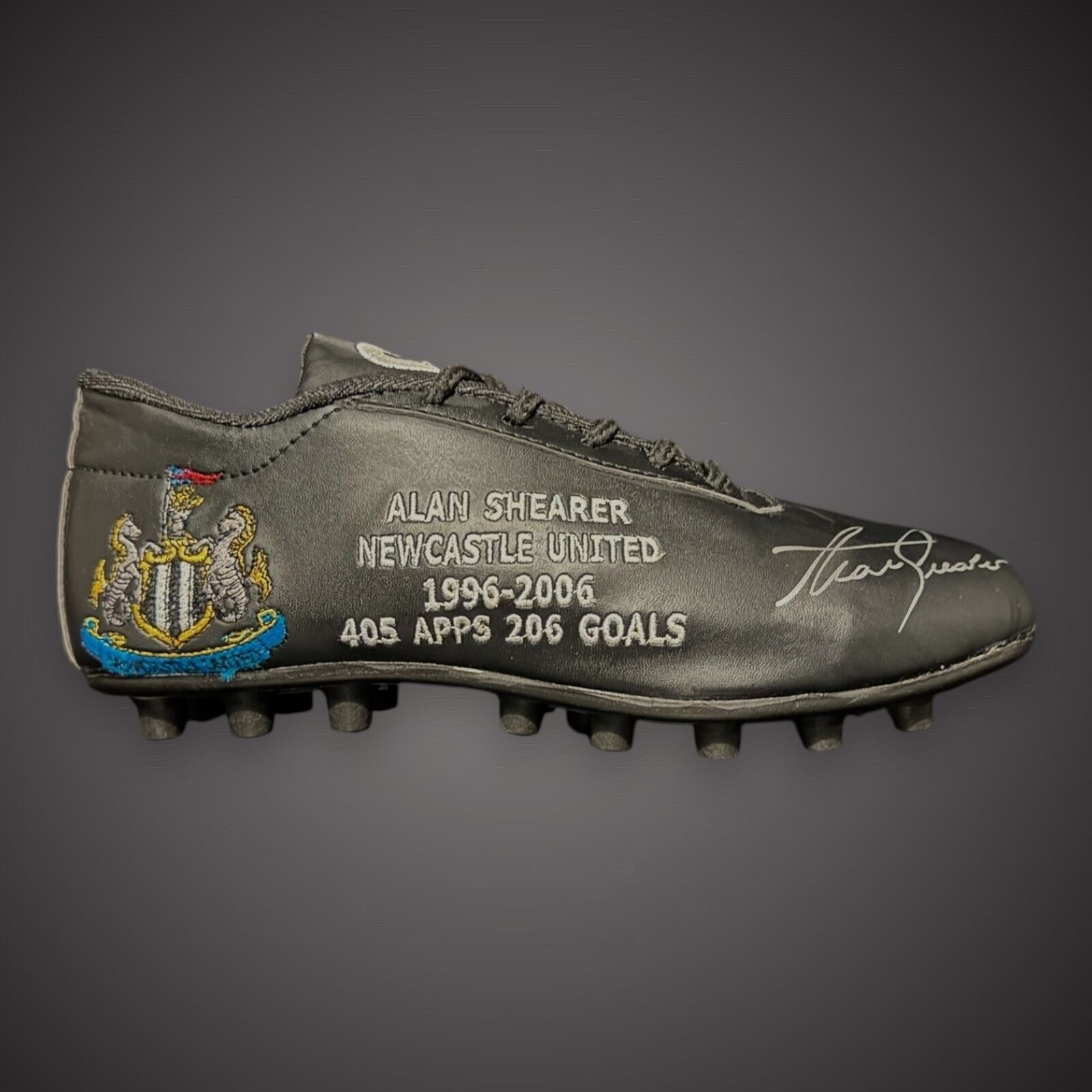 Alan Shearer Hand Signed Newcastle United Statistics Black Boot With COA BID 100 for sale on Ebay