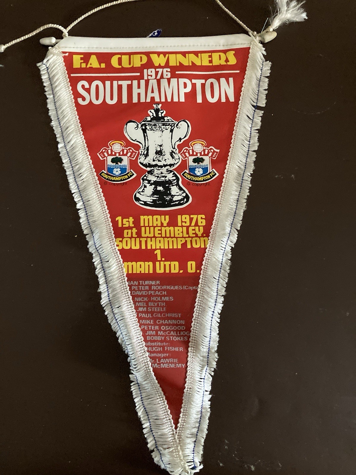 Southampton FC 1976 Fa Cup Winners Football Pennant for sale on Ebay