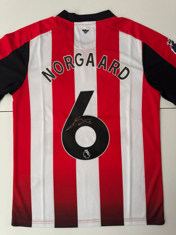 Signed CHRISTIAN NORGAARD Shirt - Brentford FC -PROOF/COA- Denmark for sale on Ebay