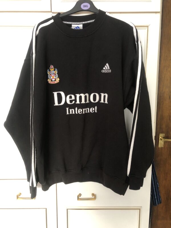 RETRO BLACK ADIDAS FULHAM  SWEATSHIRT - SIZE 42/44 for sale on Ebay