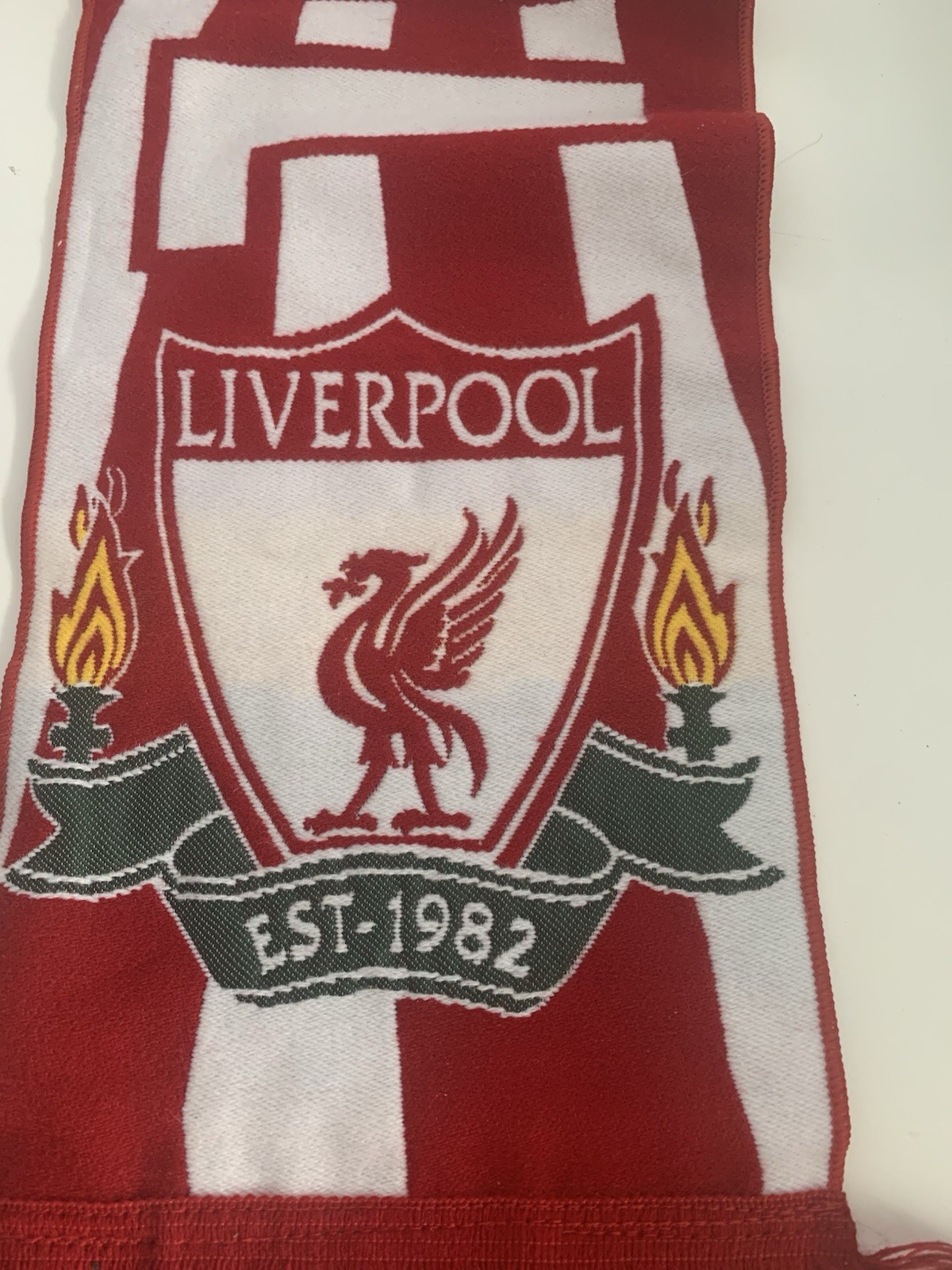 Liverpool FC Misprinted Scarf with Crest Est 1982 Not 1892 Very Rare for sale on Ebay