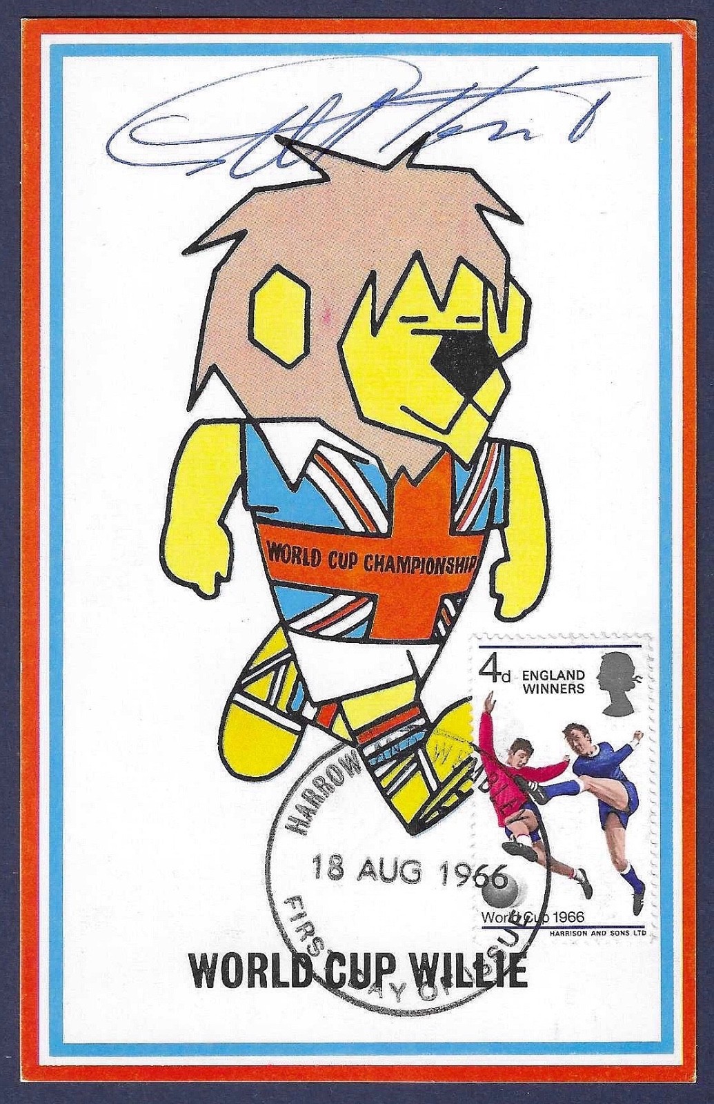 1966 WORLD CUP WILLIE CARD, SIGNED BY GEOFF HURST, WEST HAM UNITED & ENGLAND. for sale on Ebay