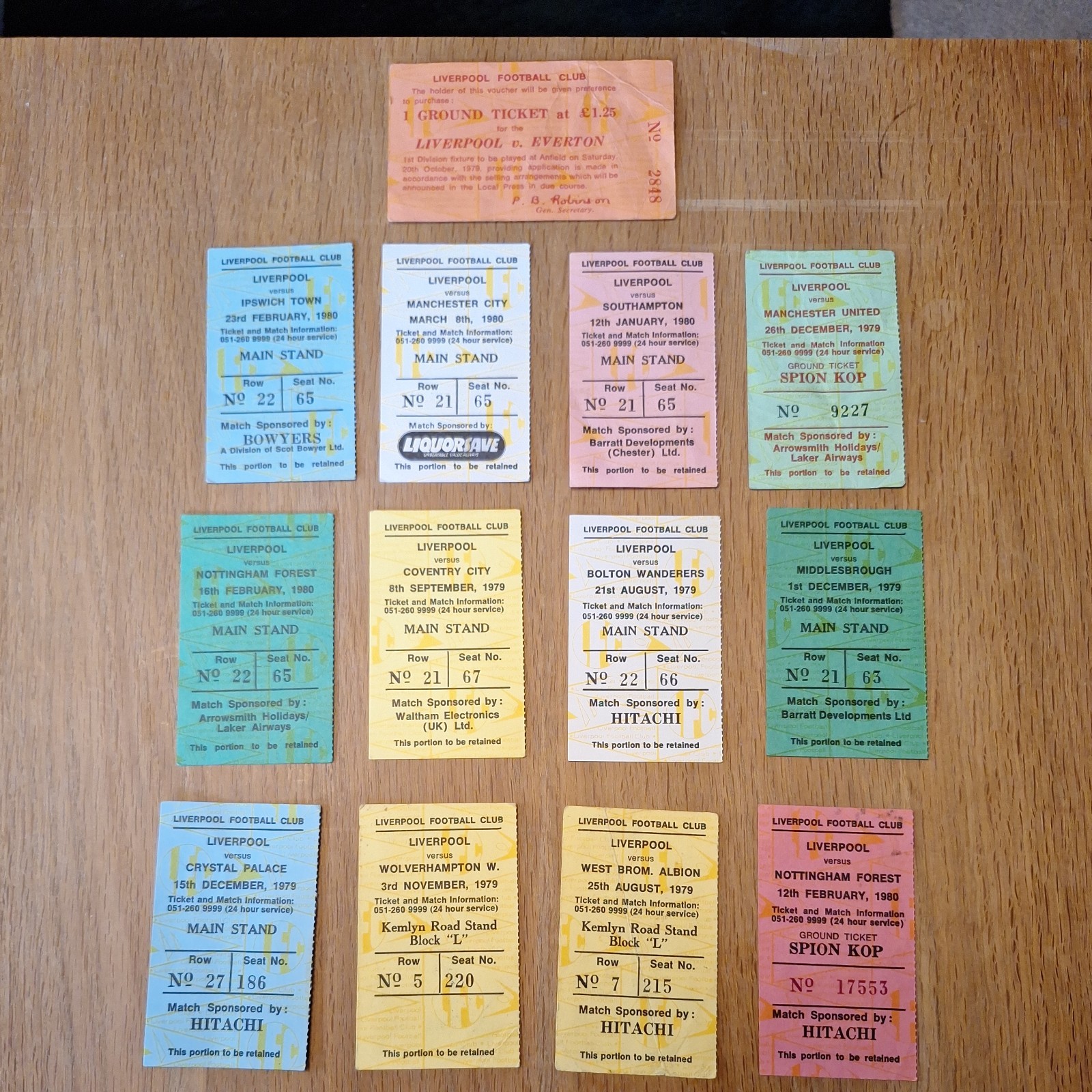 13vLiverpool ticket stubs 1979 / 80  season  for sale on Ebay
