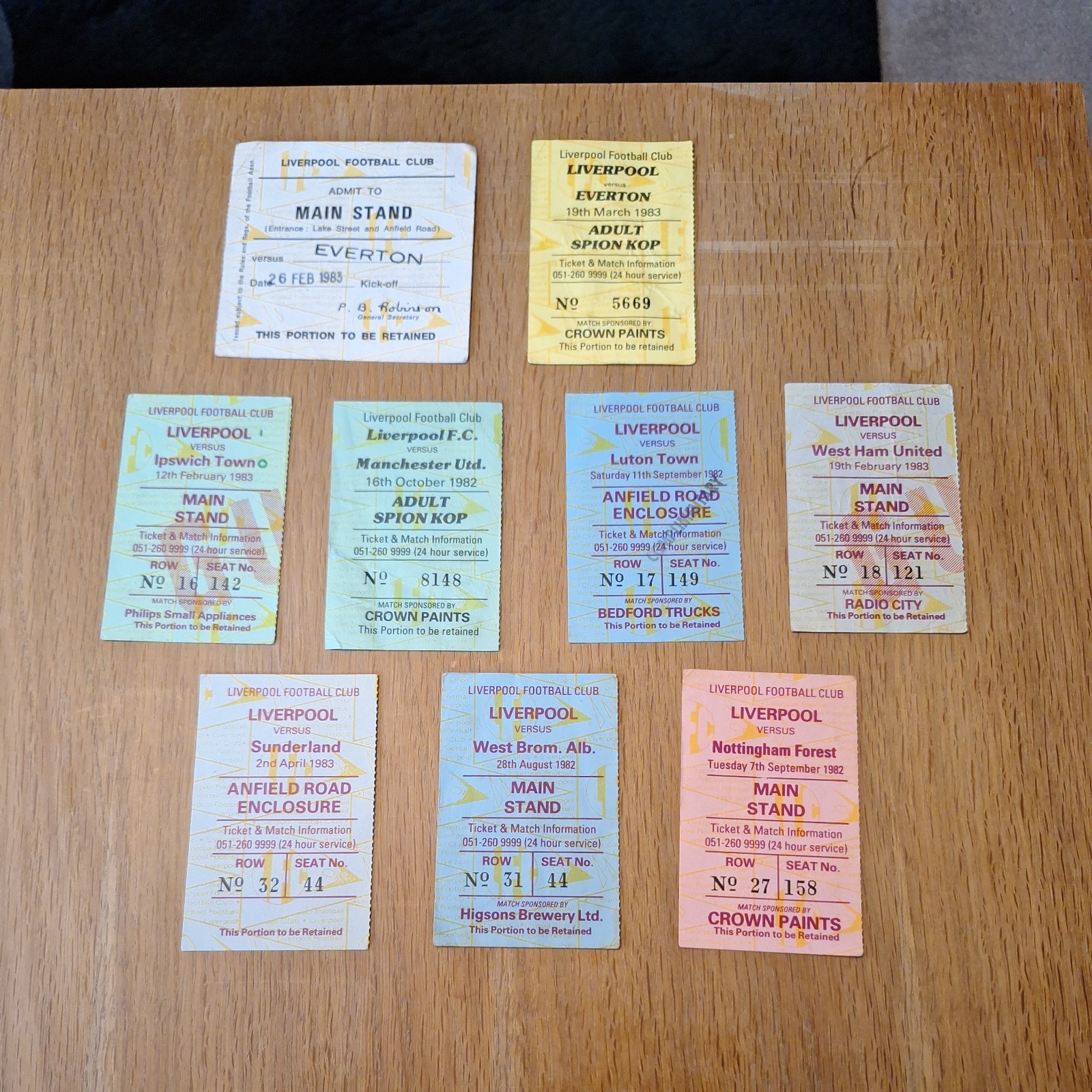 9 Liverpool ticket stubs 1982/83  season  for sale on Ebay