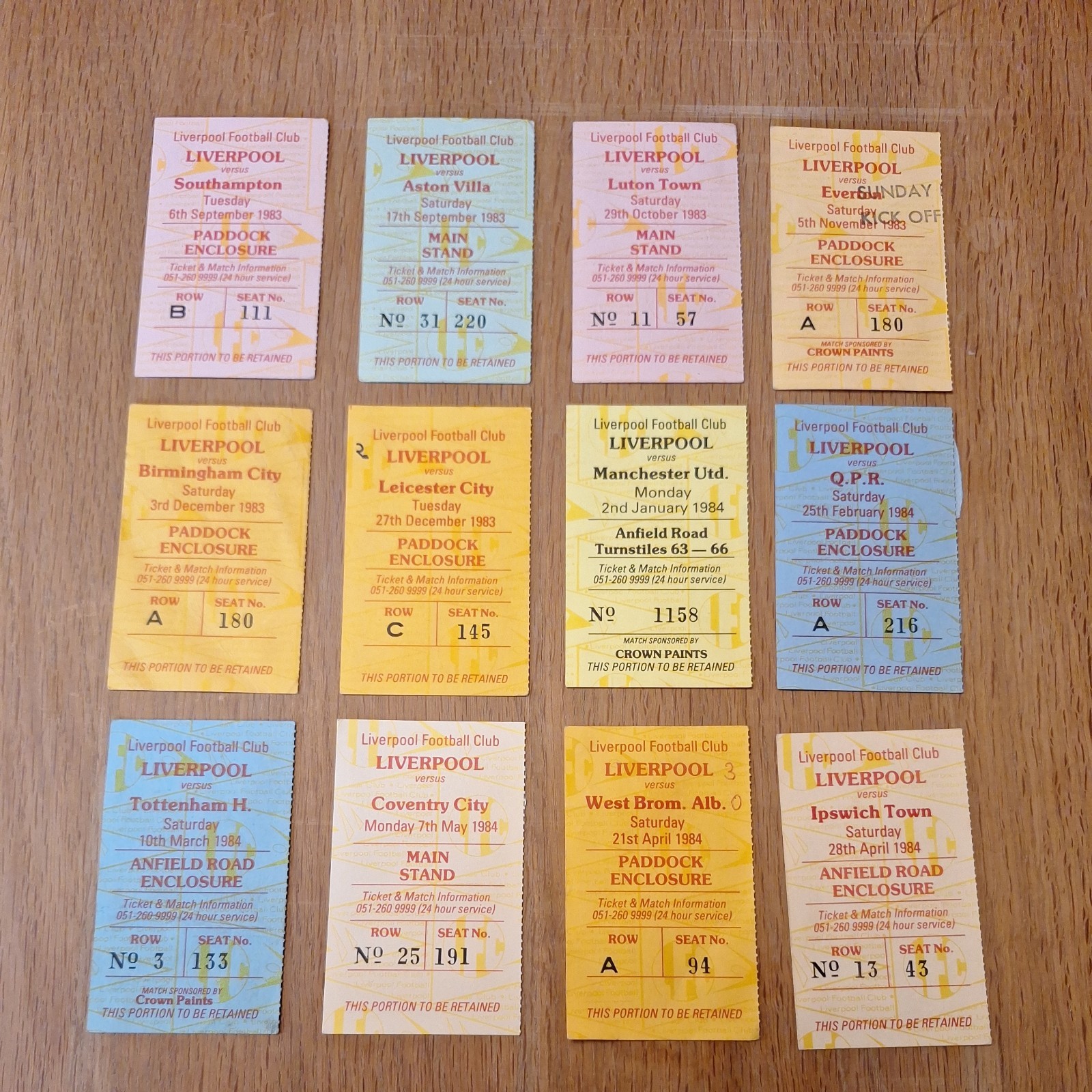 12 Liverpool ticket stubs 1983/84  season  for sale on Ebay