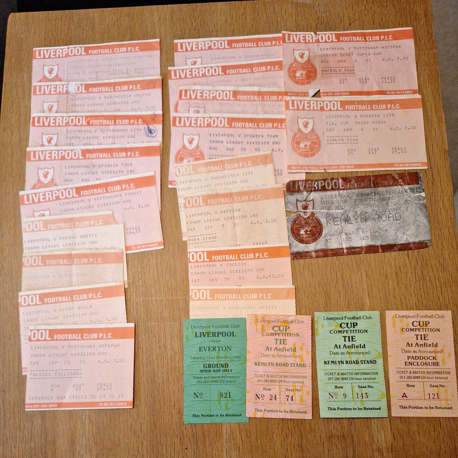 23  Liverpool ticket stubs 1985/86  season  for sale on Ebay