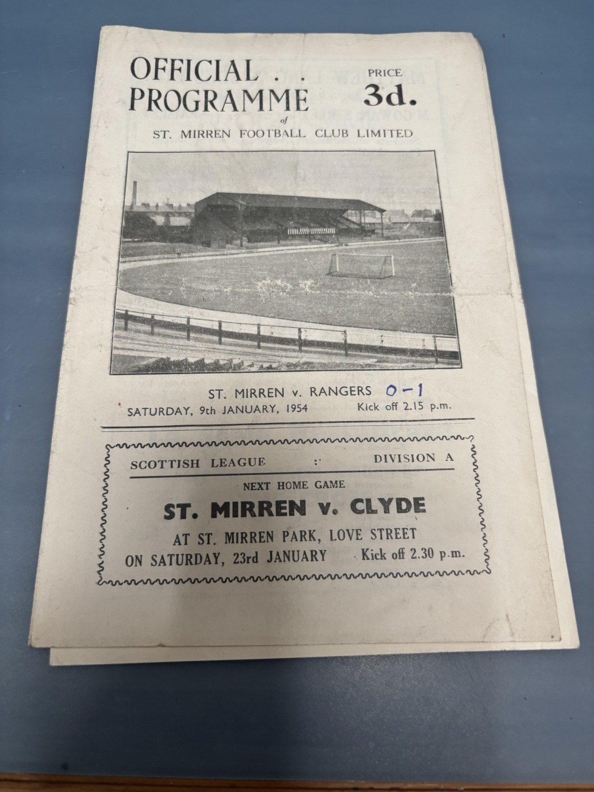 ST MIRREN v RANGERS Jan 1954 for sale on Ebay
