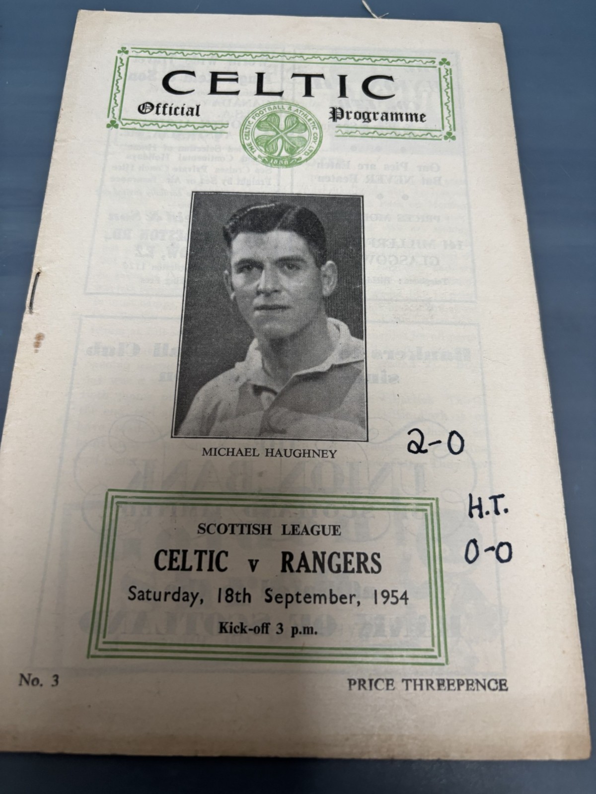CELTIC v RANGERS Sept 1954 for sale on Ebay
