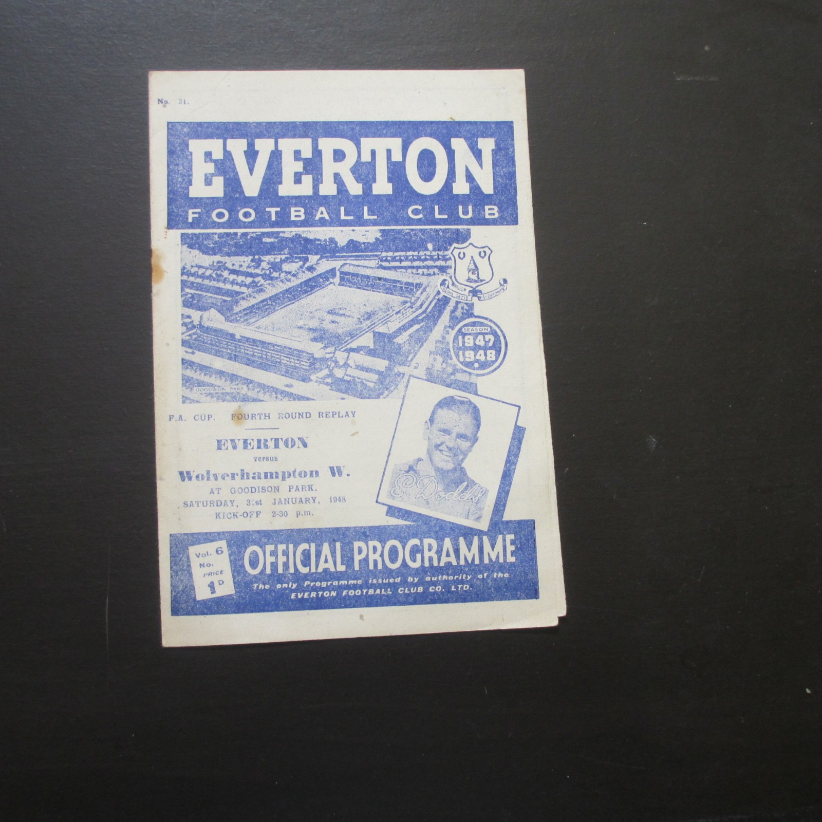 Everton v Wolves FA Cup 4th Rd Replay 1947/8 for sale on Ebay
