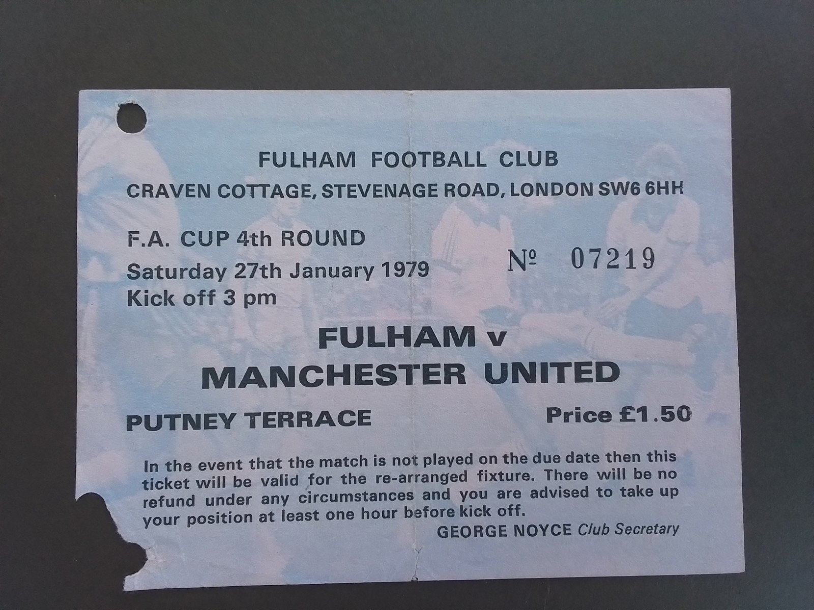 Fulham v Manchester United FA Cup 4th Round 1978/9 for sale on Ebay