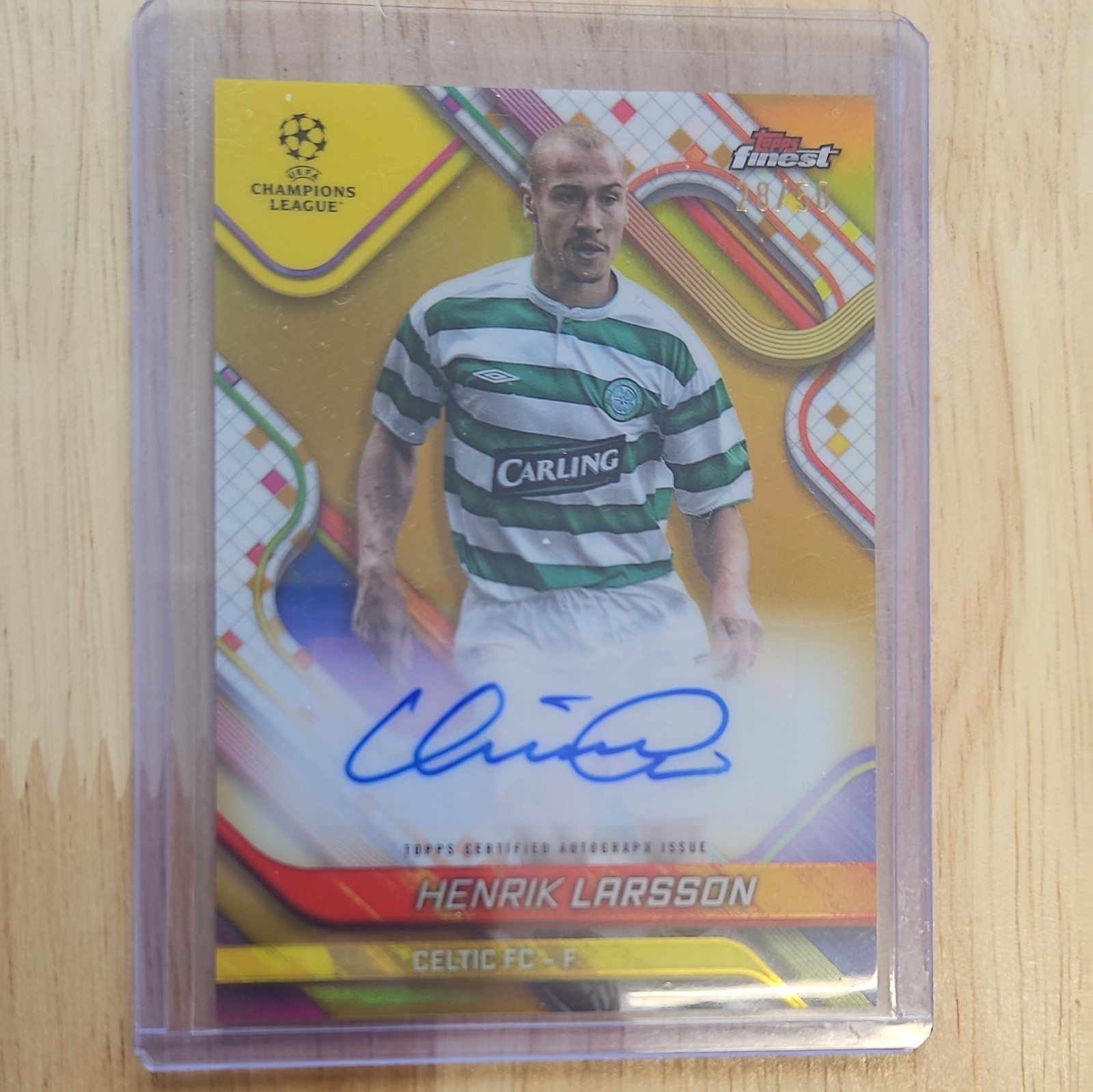 Topps Finest UCC Chrome Henrik Larsson Gold Wave /50 Autograph Auto Celtic FC  for sale on Ebay