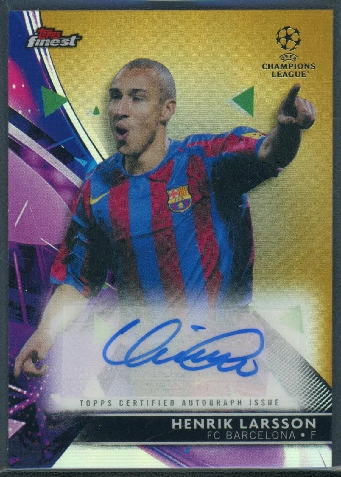 Henrik Larsson Auto 2022 Topps Finest Gold Refractor /50 Barcelona Celtic FC for sale on Ebay