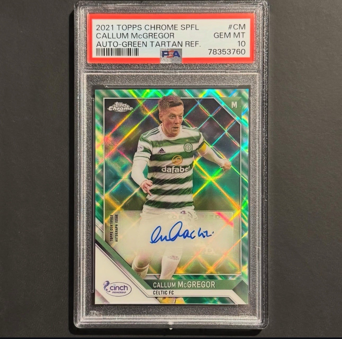 2021-22 Topps Chrome SPFL PSA 10 Callum McGregor Celtic FC Auto Green /35   for sale on Ebay