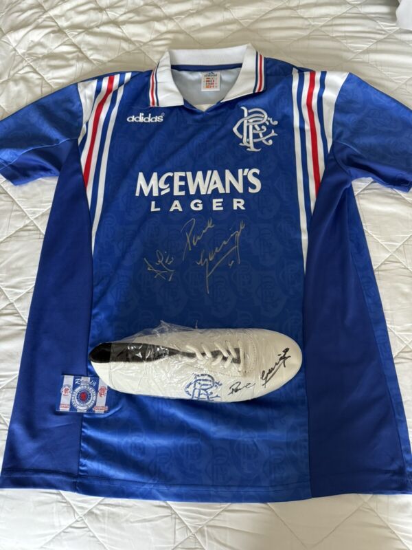 Paul Gascoigne /Ally McCoist Rangers Signed Shirt &  Paul Gascoigne Signed Boot for sale on Ebay