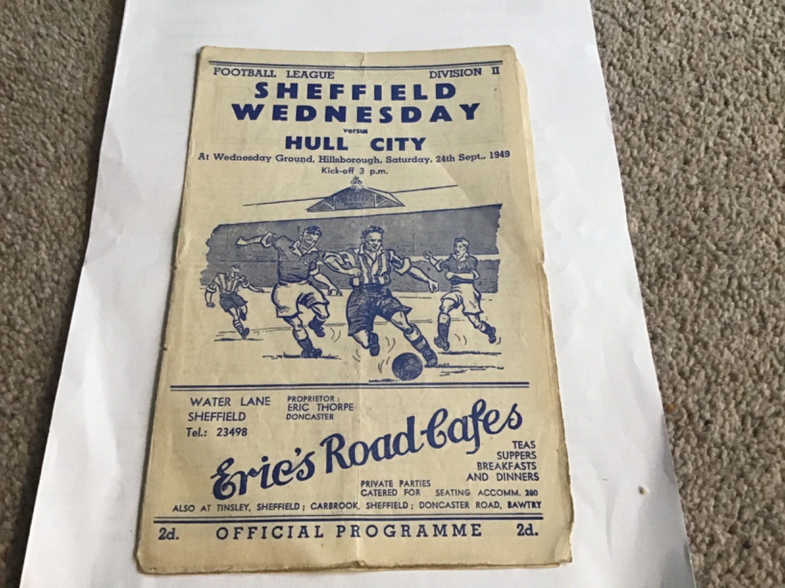 Sheffield Wednesday v Hull City Football Programme 24/9/1949. for sale on Ebay