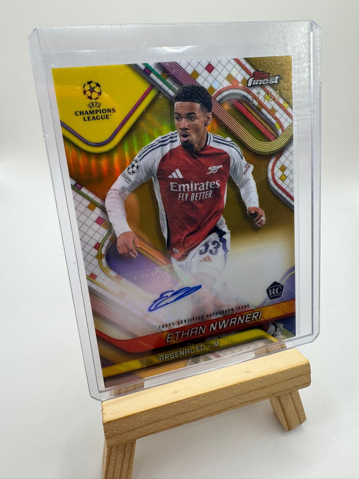 Ethan Nwaneri /50 Auto Gold Topps Finest Arsenal England  for sale on Ebay