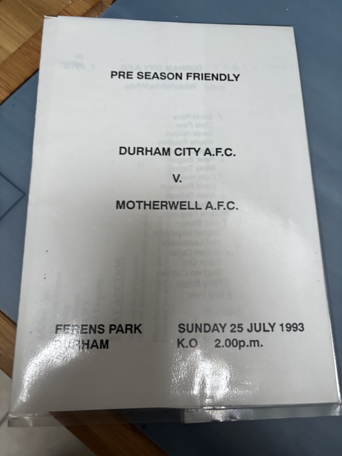 DURHAM CITY v MOTHERWELL July 1993 friendly for sale on Ebay