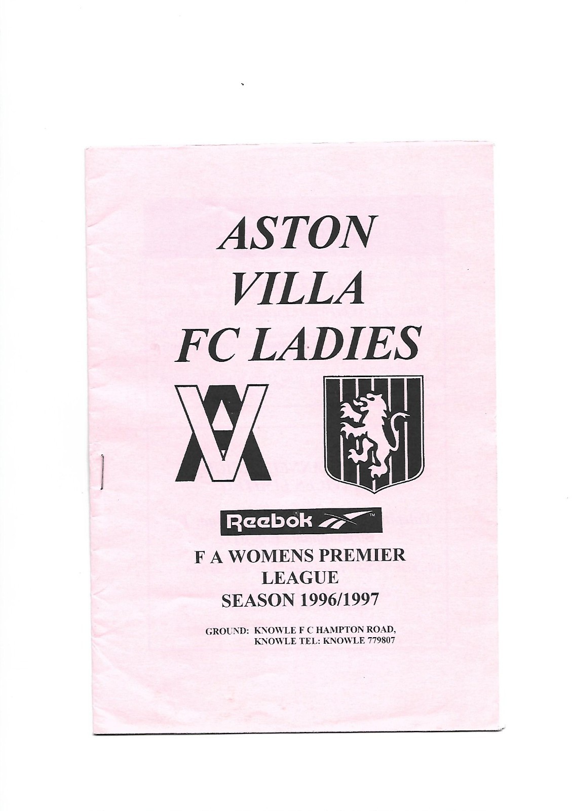 Aston Villa Ladies v Brighton & Hove Albion Women - 1996/7 (WFA Cup) for sale on Ebay
