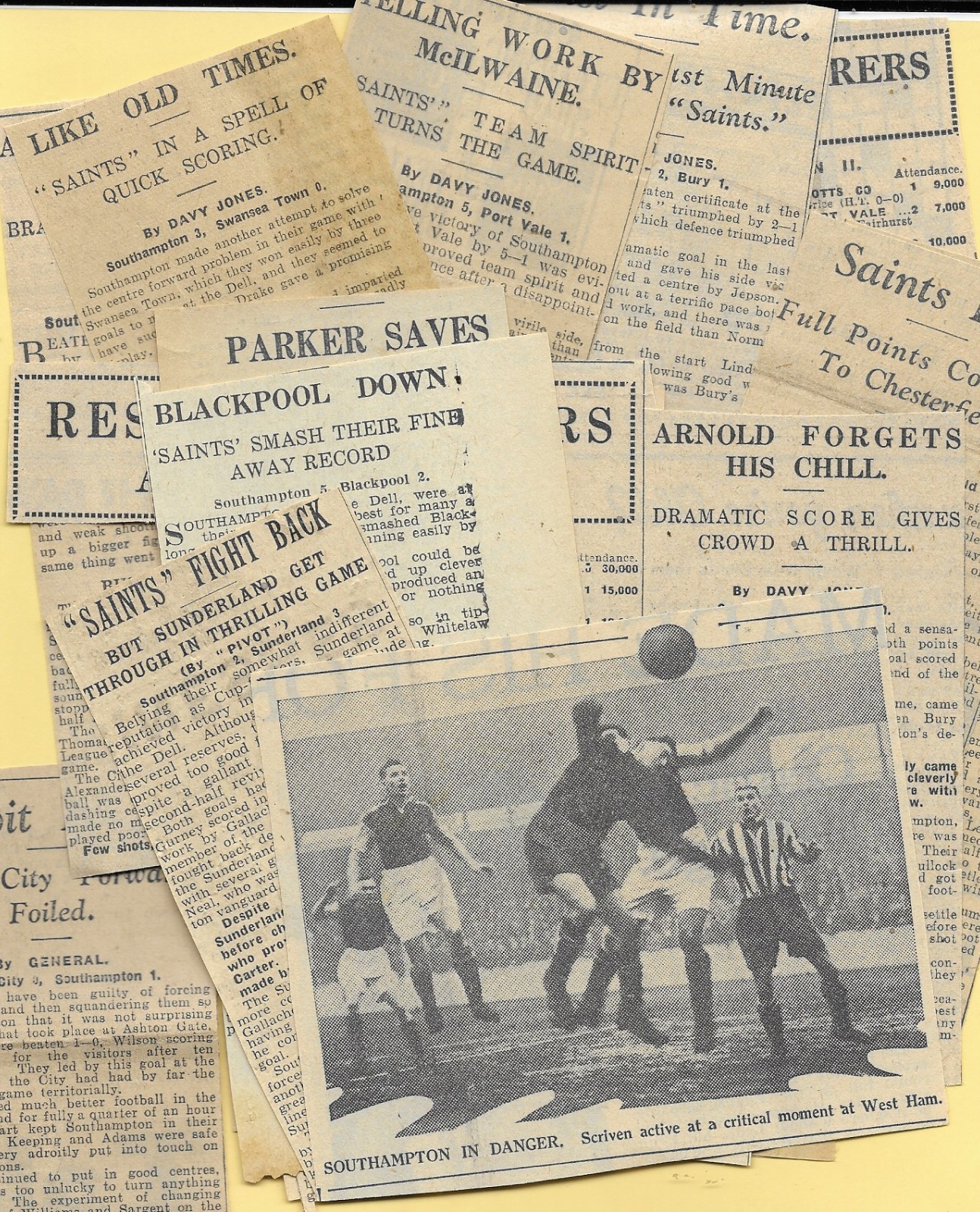24 x PRE-WAR SOUTHAMPTON FC NEWSPAPER CUTTINGS (MAINLY MATCH REPORTS for sale on Ebay